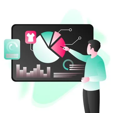 Worker near Board or Flipchart Illustration Stock Illustration