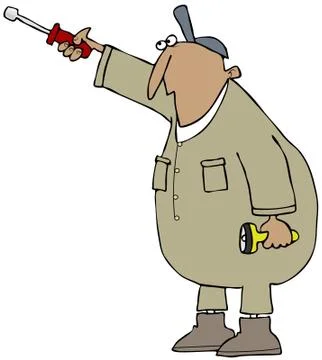 Worker with a nut driver Illustrazione stock