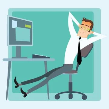 Worker office rest computer 스톡 일러스트