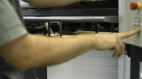 Worker of Offset Printed Machine Stock Footage 68683711