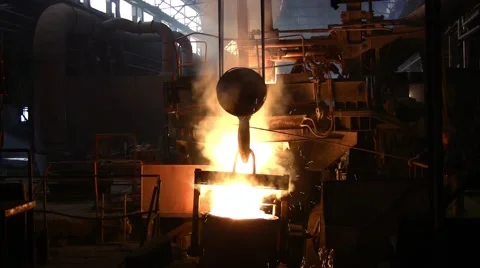 Worker operates in blast furnace workshop of metallurgical plant Stock Footage 57095572