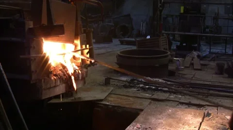 Worker operates in blast furnace workshop of metallurgical plant Video stock 57095885