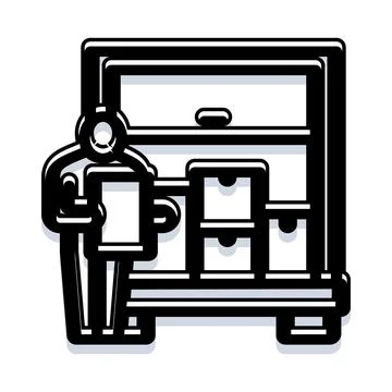 Worker operating digital tablet for inventory management Illustrazione stock