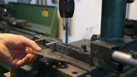 Worker Operating Drill Machine Close-Up Stock Footage 340109441