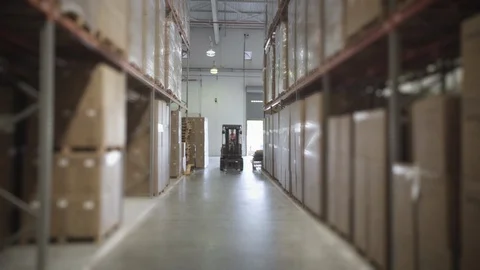 Worker operating forklift truck Stock Footage 106291692