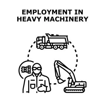 Worker operating heavy construction machinery vehicle Ilustración de archivo