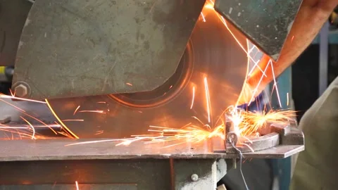 Worker Operating Industrial Circular Saw Stock Footage 340107162