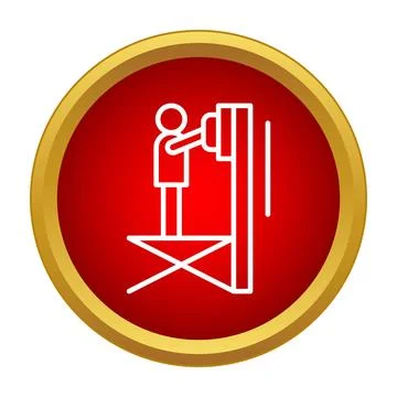 Worker operating machinery on a platform icon concept Illustrazione stock