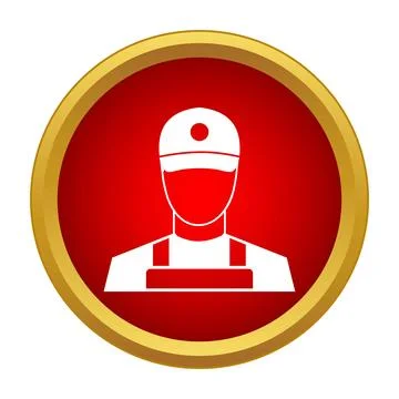 Worker or mechanic icon in a red circle Stock Illustration