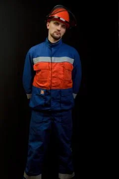 The worker in overalls Foto stock