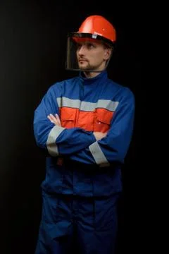 The worker in overalls Foto stock