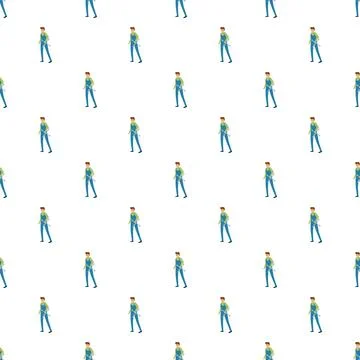 Worker in overalls seamless pattern for design Stock Illustration