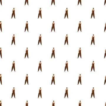Worker in overalls seamless repeating illustration pattern 스톡 일러스트