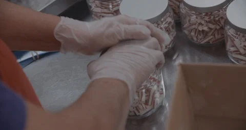 Worker Packaging Product In Slow Motion 스톡 동영상 105351653