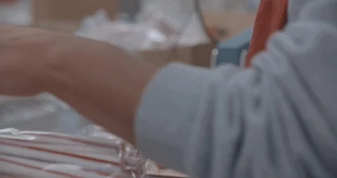 Worker Packaging Product In Slow Motion 스톡 동영상 105352366
