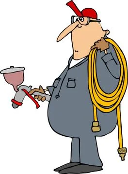 Worker with a paint sprayer Stock Illustration