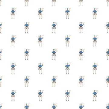 Worker painter man holding roller seamless pattern Ilustración de archivo