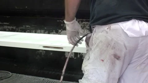 Worker  painting doors Видео 57216525