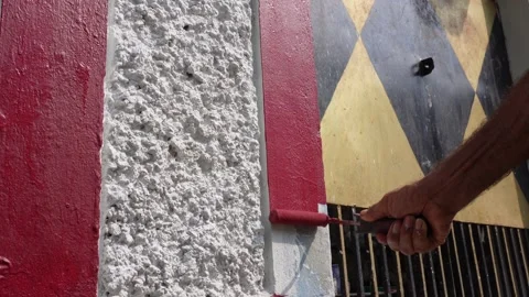 Worker Painting Wall Stock Footage 346726256