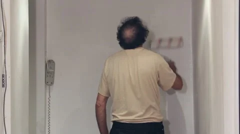 Worker painting with white paint Stock Footage 48565782