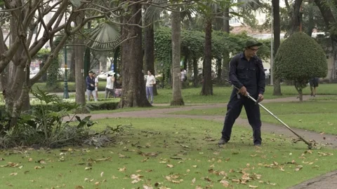 The worker in the park Stock Footage 141030077