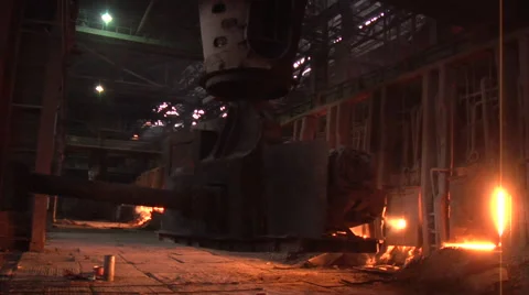 Worker is Passing By Machine is Loading The Coal Into The Blast Furnace Light Stock Footage 53505013