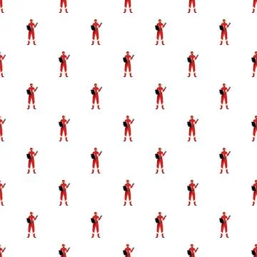 Worker pattern with man wearing red uniform checking clipboard Illustrazione stock
