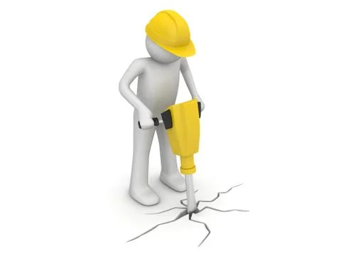 Worker with paving breaker Stock Illustration