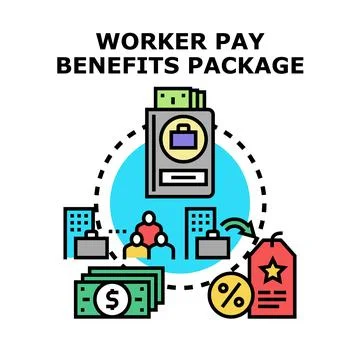 Worker pay benefits package concept illustration Stock Illustration