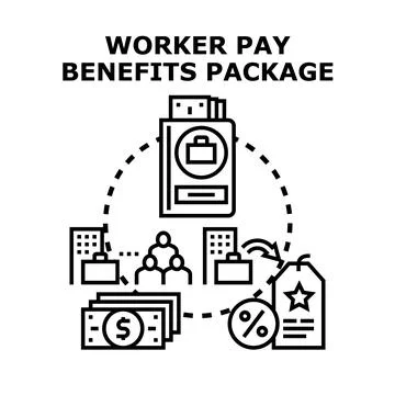 Worker pay benefits package concept illustration Stock Illustration