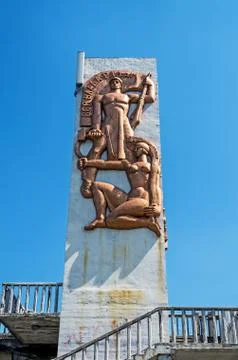 Worker-peasant bas-relief Stock Photos