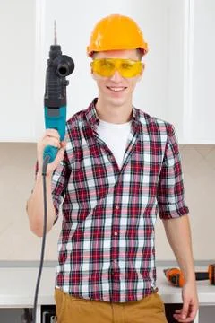 Worker with perforator Stock Photos