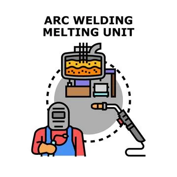 Worker performing arc welding with melting unit concept Stock Illustration