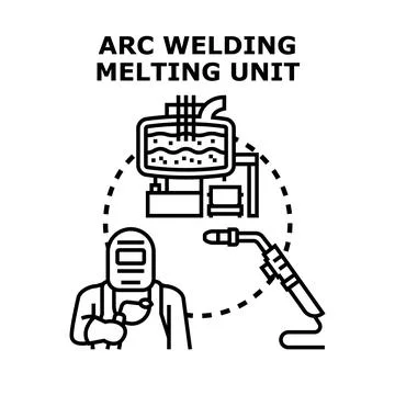 Worker performing arc welding with melting unit concept Stock Illustration