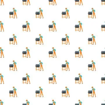 Worker performing industrial factory work seamless pattern Stock Illustration