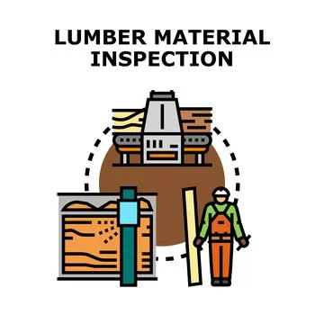 Worker performing lumber material quality inspection Stock Illustration
