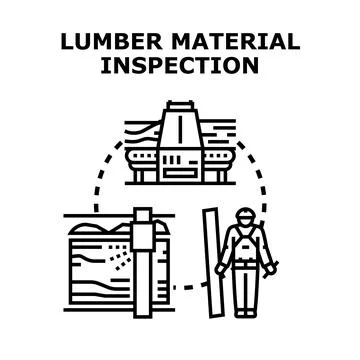 Worker performing lumber material quality inspection Stock Illustration
