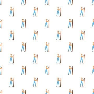 Worker performing renovation work seamless pattern background Illustrazione stock