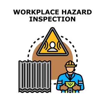 Worker performing workplace hazard inspection and risk assessment Stock Illustration