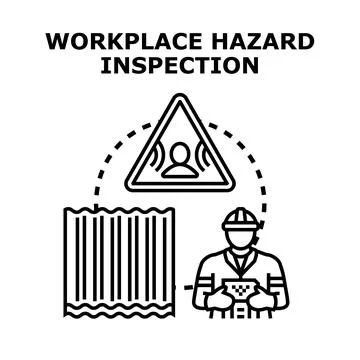 Worker performing workplace hazard inspection and risk assessment Illustration