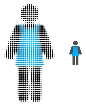 Worker Person Halftone Dot Icon Stock Illustration