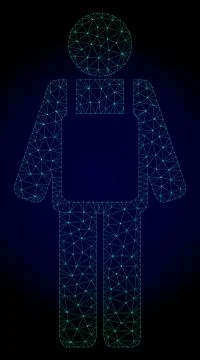 Worker Person Polygonal Frame Vector Mesh Illustration イラスト素材