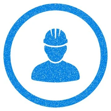 Worker Person Rounded Icon Rubber Stamp 스톡 일러스트