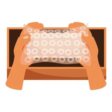 Worker placing bubble wrap inside cardboard box for shipping Stock Illustration