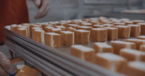 Worker Placing Caramels Onto A Tray 스톡 동영상 105356933