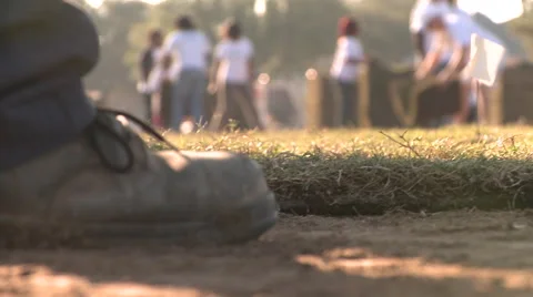 Worker placing sod Stock Footage 57713385