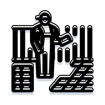 Worker planning construction site development blueprint Stock Illustration