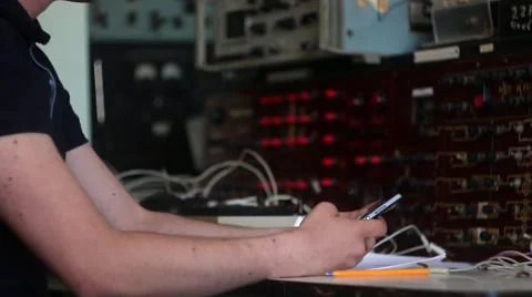 Worker in the plant is using tablet PC Stockbeeldmateriaal 51226737