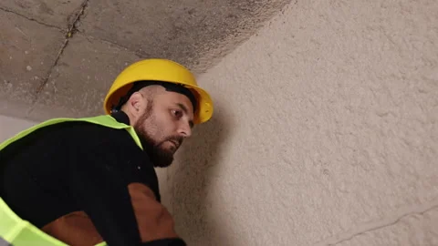 Worker plastering, Plastering wall, Interior plastering Stock Footage 330013275