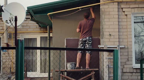 Worker Plastering Wall Video stock 24824259